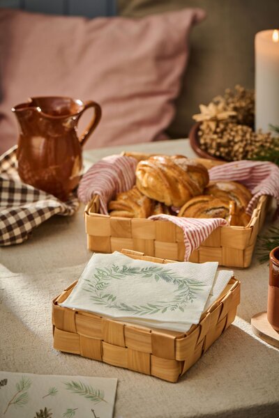 Drevený košík Square Braided Chip Wood – set 2 ks
