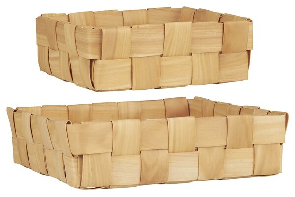 Drevený košík Square Braided Chip Wood – set 2 ks