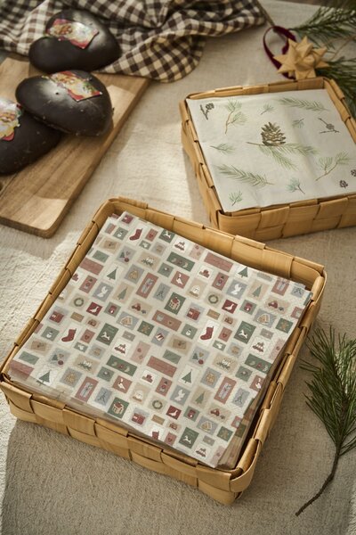 Drevený košík Square Braided Chip Wood – set 2 ks