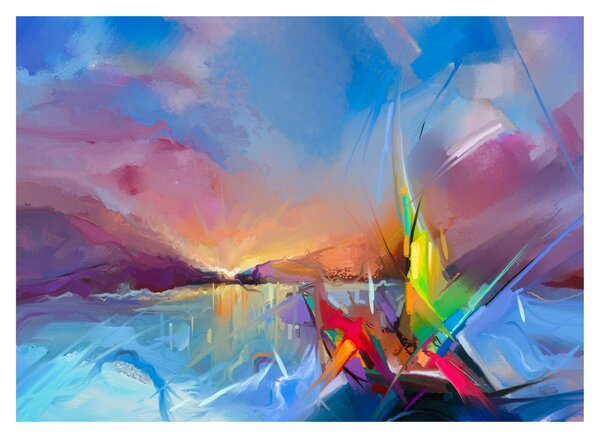 Sklenený obraz - Západ slnka (70x50 cm)