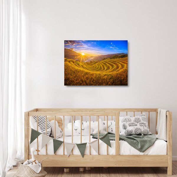 Sklenený obraz - Ryžové terasy vo Vietname (70x50 cm)