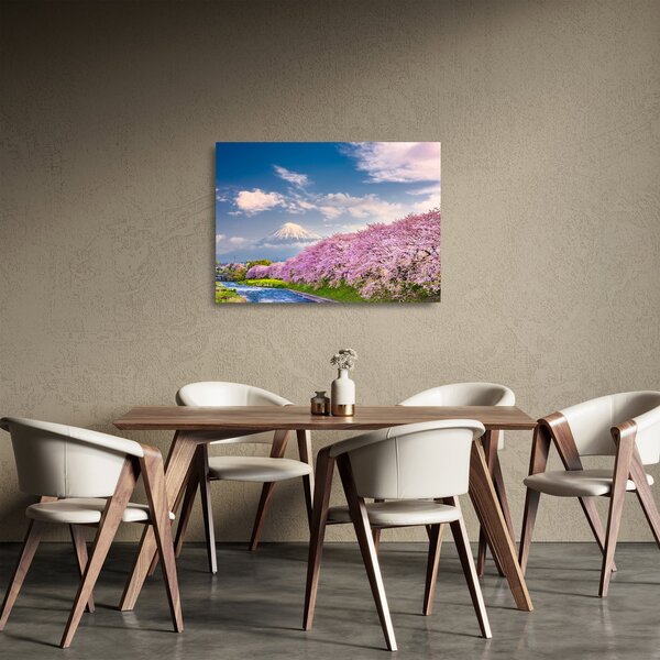 Sklenený obraz - Japonská jarná krajina (70x50 cm)