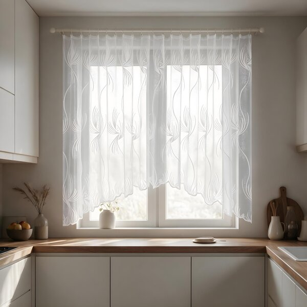 Hotová žakárová oblúková záclona biela 160x320 Ervi 7044