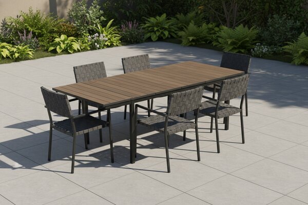 Rozkladací záhradný stôl DEPORTO | 160-240cm walnut / grafit