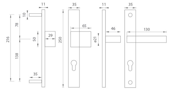 MPkovania TI - SALVO 3199/SQUARE 2275 - SHU Prevedenie: madlo/madlo pevné, Typ otvoru: PZ otvor pre vložku, Rozteč: 92 mm