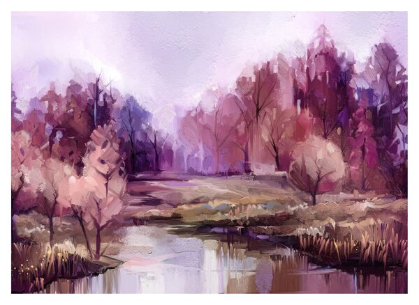 Sklenený obraz - Jesenná krajinomaľba (70x50 cm)