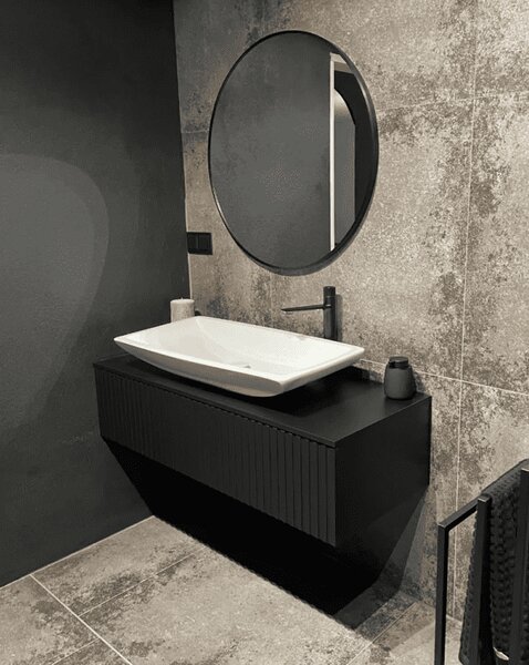 Skrinka pod umývadlo s doskou LORE Black | 120 cm