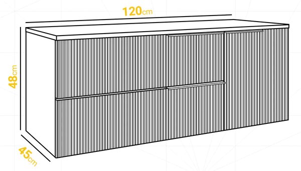 Skrinka pod umývadlo s doskou KLER Cashmere | 120 cm