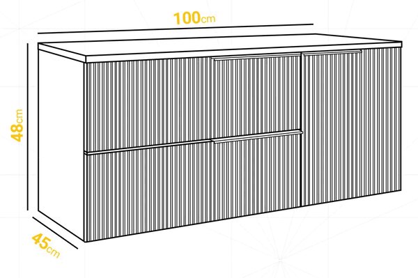 Skrinka pod umývadlo s doskou KLER Cashmere | 100 cm