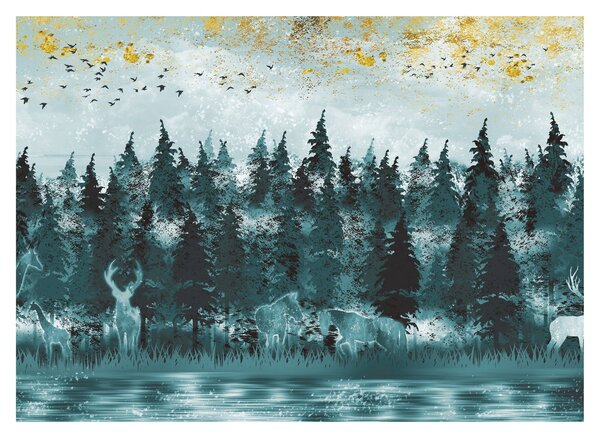 Sklenený obraz - Zvieratá v lese (70x50 cm)