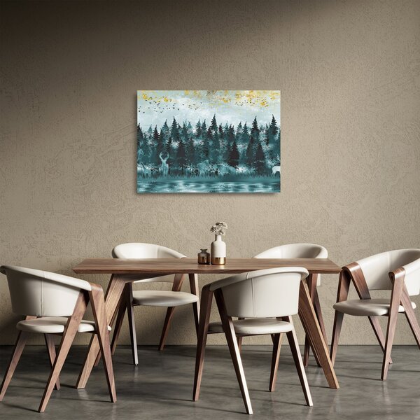 Sklenený obraz - Zvieratá v lese (70x50 cm)