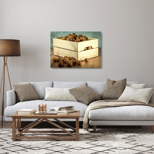 Sklenený obraz - Jesenné zátišie s orechmi (70x50 cm)