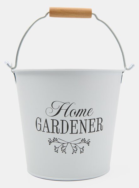 Sinsay - Kovové vedro s rukoväťou a nápisom Home Gardener - biela