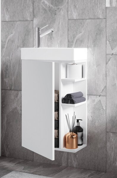 SKRINKA S UMÝVADLOM, biela, biela, 40 cm MID.YOU - Kúpeľňové skrinky, Online Only