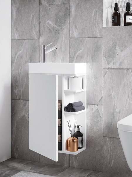SKRINKA S UMÝVADLOM, biela, biela, 40 cm MID.YOU - Kúpeľňové skrinky, Online Only