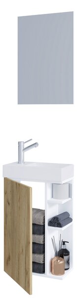 HOSŤOVSKÁ KÚPEĽŇA, biela, dub medový, 40 cm MID.YOU - Kúpeľňové skrinky, Online Only
