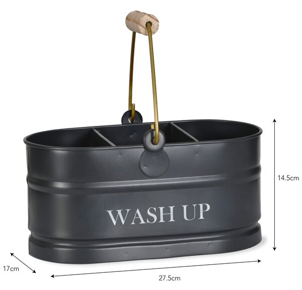 Plechové vedro s priehradkami Wash Up Tidy Carbon