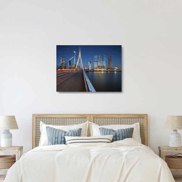 Sklenený obraz - Súmrak v Rotterdame, Holandsko (70x50 cm)