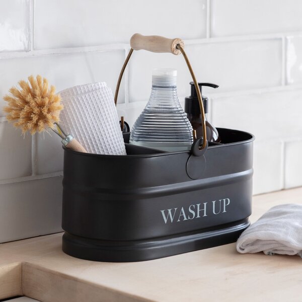 Plechové vedro s priehradkami Wash Up Tidy Carbon