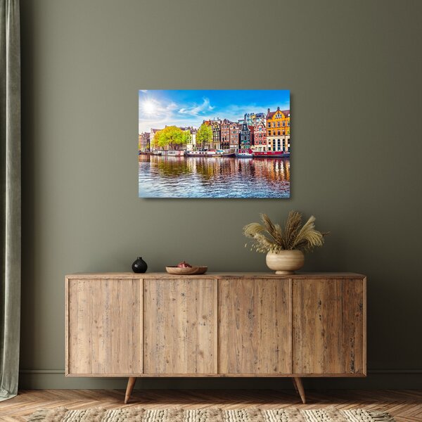 Sklenený obraz - Tancujúce domy, Amsterdam (70x50 cm)