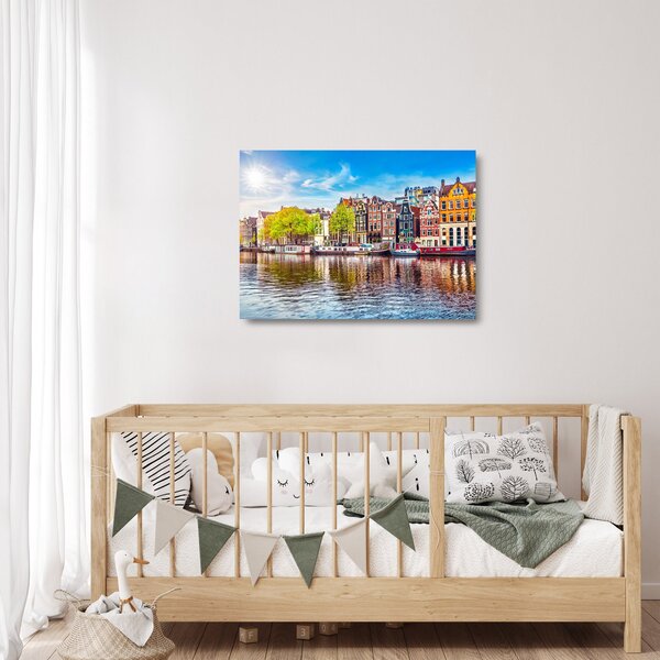 Sklenený obraz - Tancujúce domy, Amsterdam (70x50 cm)