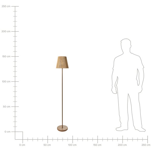 Stojaca lampa hnedá tienidlo z papierovej šnúry kovový železný podstavec matný povrch moderný boho štýl obývacia izba spálňa