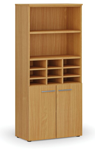 Triediaci regál s dverami PRIMO WOOD, 800 x 420 x 1781 mm, 9 priehradok, buk