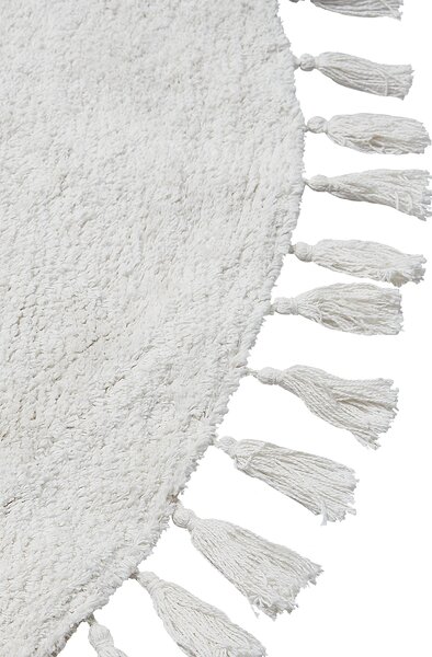 Bavlnený koberec so strapcami biely 120 cm okrúhly boho štýl obývacia izba detská izba