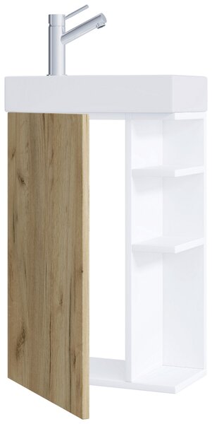 SKRINKA S UMÝVADLOM, dub medový, biela, 40 cm MID.YOU - Kúpeľňové skrinky, Online Only