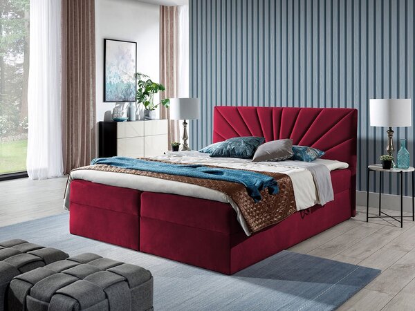Boxspringová manželská posteľ 160x200 TOMASA 4 - červená + topper ZDARMA
