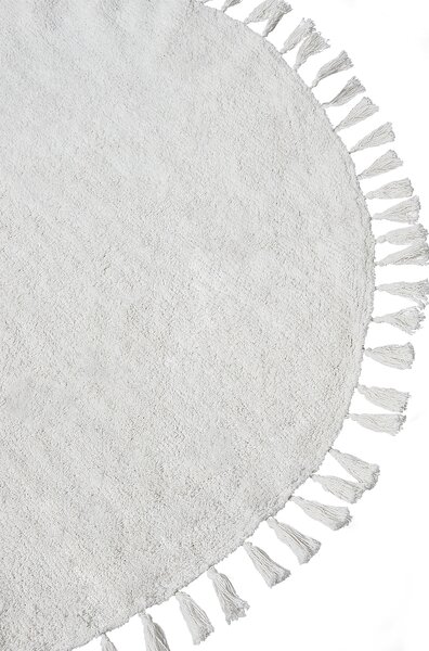 Bavlnený koberec so strapcami biely 120 cm okrúhly boho štýl obývacia izba detská izba