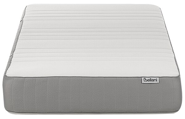 Matrac z pamäťovej peny biely a sivý polyester 90 x 200 cm tvrdý so snímateľným poťahom memory foam