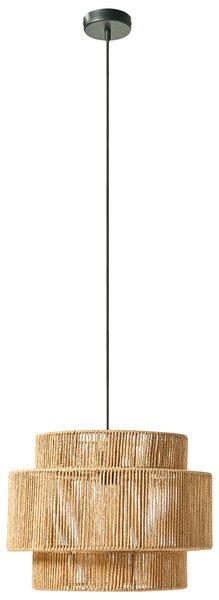 Závesná lampa prírodná papierová šnúra matná čierna základňa boho štýl obývacia izba jedáleň