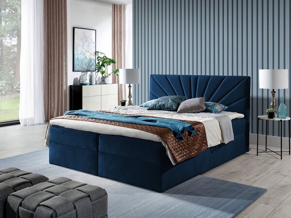 Boxspringová manželská posteľ 140x200 TOMASA 4 - modrá + topper ZDARMA
