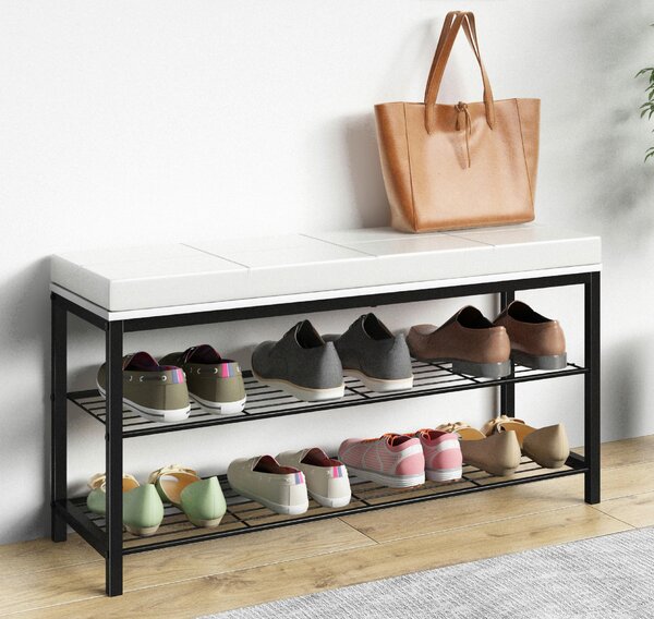 REGÁL NA TOPÁNKY, čierna, biela, 90/48/30 cm MID.YOU - Online Only drobný nábytok, Online Only