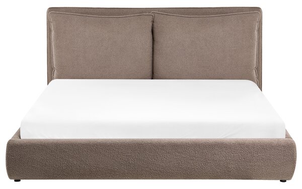 Posteľ hnedá buklé čalúnenie 160 x 200 cm s vankúšovým čalúneným čelom moderná spálňa