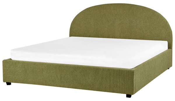 Posteľ s úložným priestorom olivovozelená buklé čalúnenie 180 x 200 cm minimalistická retro dizajn