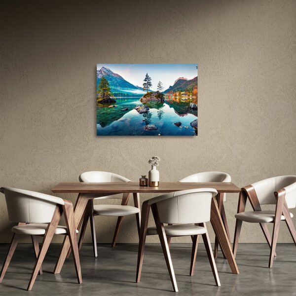 Sklenený obraz - Jazero Hintersee, Bavorské Alpy, Rakúsko (70x50 cm)