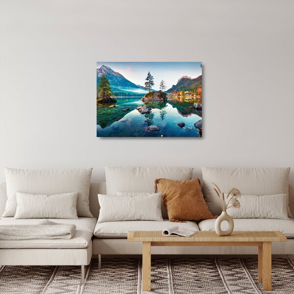 Sklenený obraz - Jazero Hintersee, Bavorské Alpy, Rakúsko (70x50 cm)