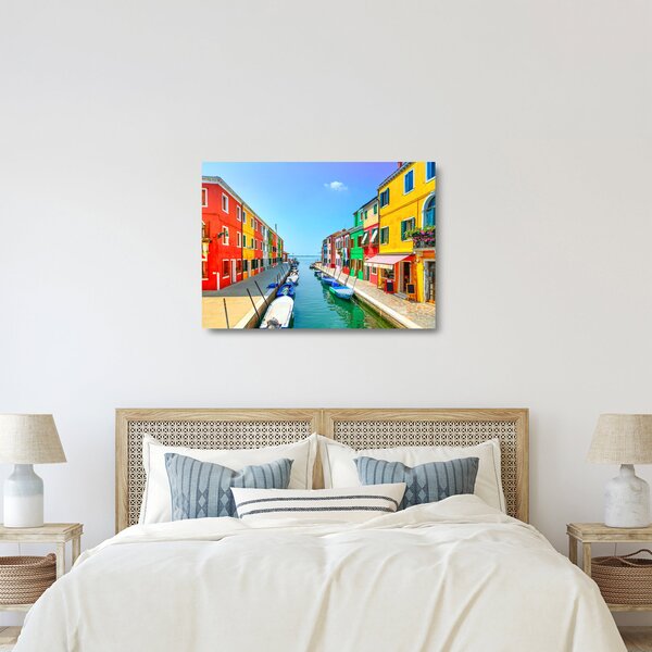 Sklenený obraz - Ostrov Burano, Benátky, Taliansko (70x50 cm)