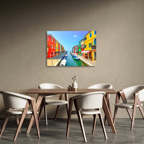 Sklenený obraz - Ostrov Burano, Benátky, Taliansko (70x50 cm)