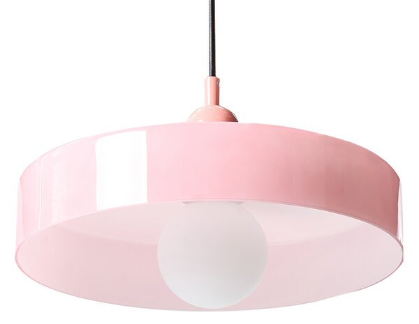 Závesná lampa ružová sklenené tienidlo okrúhly tvar moderný retro štýl obývacia izba kuchyňa jedáleň