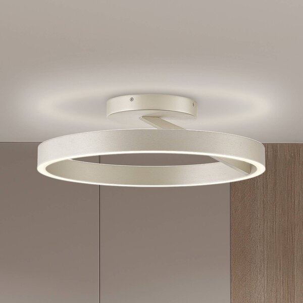 Stropné LED svetlo Saturn, Ø 50 cm, krémovo-strieborná farba, kov, Krémová / jantárovo žltá, Obývacia izba / jedáleň, kov, Moderný, Stropné svetlo polkruhové s priestorom