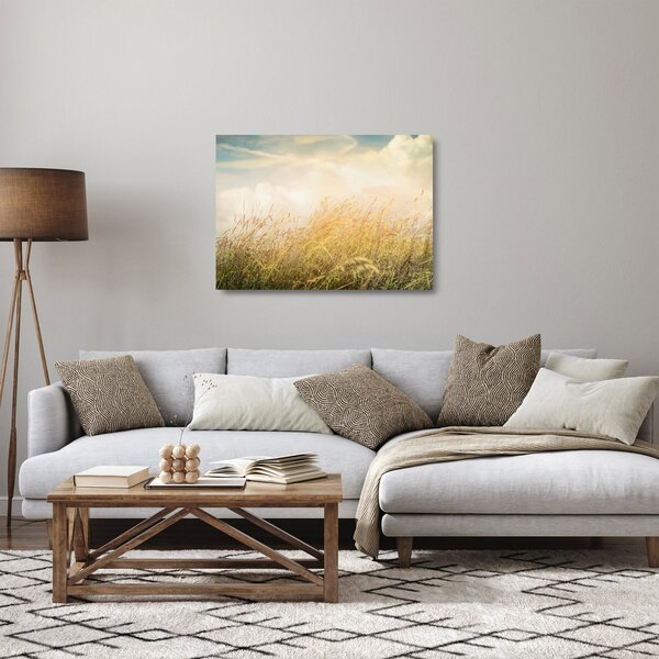 Sklenený obraz - Pole na jeseň (70x50 cm)