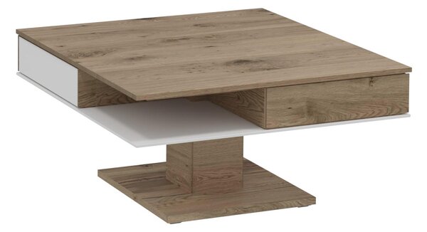 KONFERENČNÝ STOLÍK, biela, farba duba, drevo, sklo, 90/90/38,3 cm Voglauer - Stolíky do obývačky