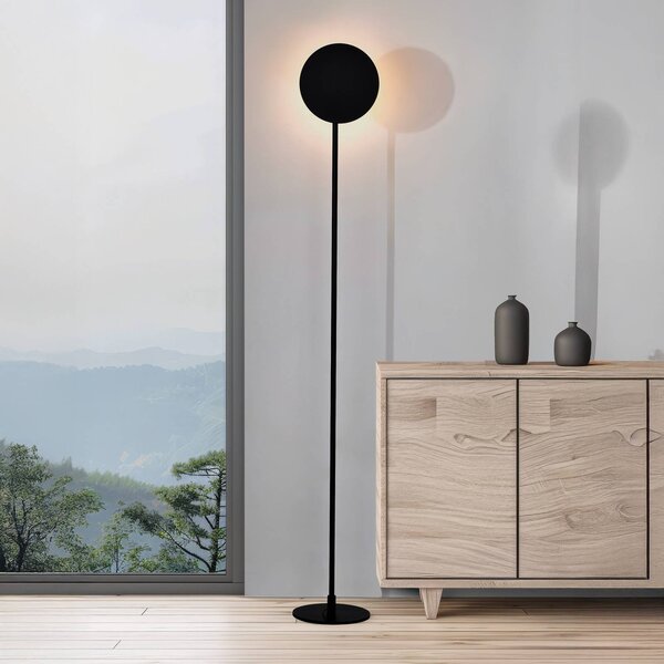 LED stojacia lampa Isabel, čierna, výška 168 cm, kov, Čierna, Obývacia izba / jedáleň, Hliník, Moderný