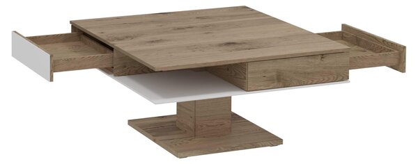 KONFERENČNÝ STOLÍK, biela, farba duba, drevo, sklo, 90/90/38,3 cm Voglauer - Stolíky do obývačky