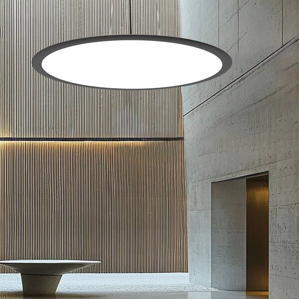Viokef LED závesné svietidlo Grande, čierna, Ø 60 cm, kov,, Čierna, Obývacia izba / jedáleň, Hliník, Moderný, Závesné svietidlo