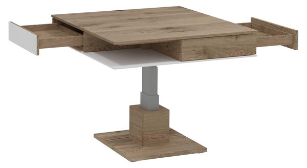 KONFERENČNÝ STOLÍK, biela, farba duba, drevo, sklo, 90/90/38,3 cm Voglauer - Stolíky do obývačky