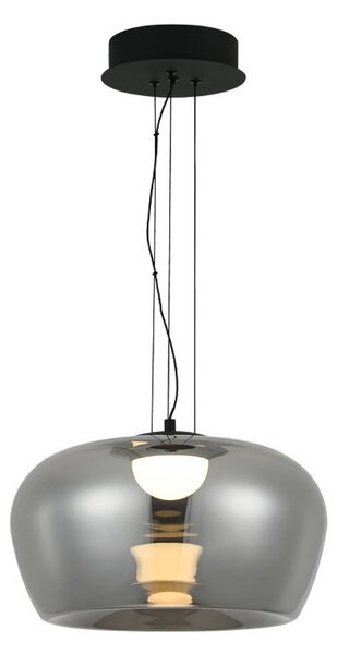 LED závesné svietidlo Nadia, Ø 16 cm, dymovo sivá, sklo, Hliník / sivá / zinok, Obývacia izba / jedáleň, Sklo, Závesné svietidlo